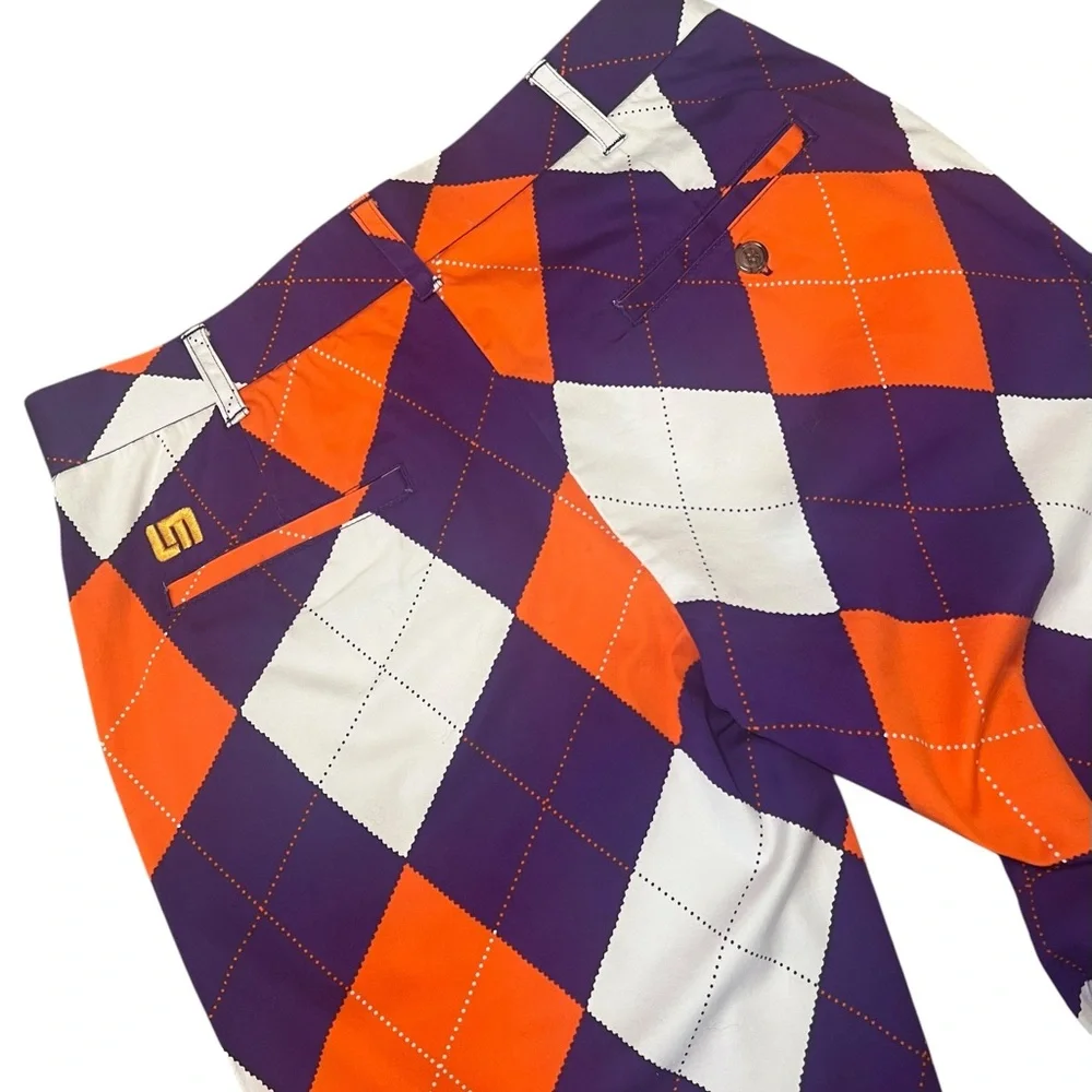 Loudmouth Golf Clemson Tigers Pants 30 x 29.5 Argyle Orange Purple Preppy Cool